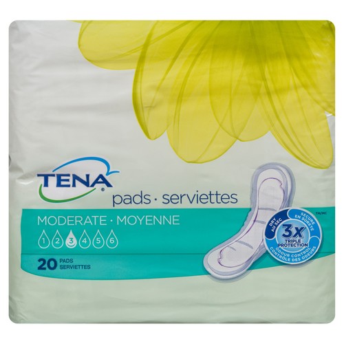 Tena Moderate Pads Without Wings 20 Count
