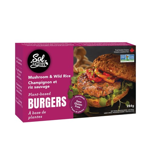 Sol Cuisine Gluten-Free Plant Based Frozen Burger Mushroom & Wild Rice 284 g