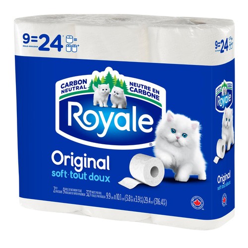 Royale Toilet Paper 2-Ply 9 Regular Rolls x 327 Sheets