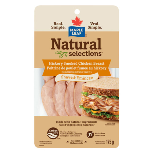 Maple Leaf Natural Selections Deli Shaved Chicken Breast Hickory Smoked 175 g