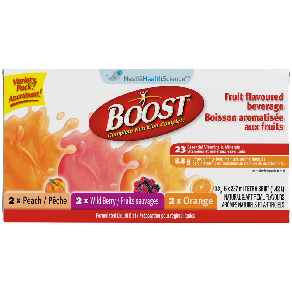 Nestle Boost Meal Replacement Fruit Beverage Variety Pack 6 x 237 ml