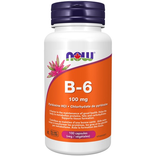 Now Vitamins B6 100 mg Capsules 100 Count