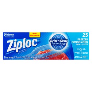 冷凍SM25 M25 ML10 5L4 6L4 Ziploc Freezer Bags Grip 'n Seal Technology Small 25 Bags - Voilà