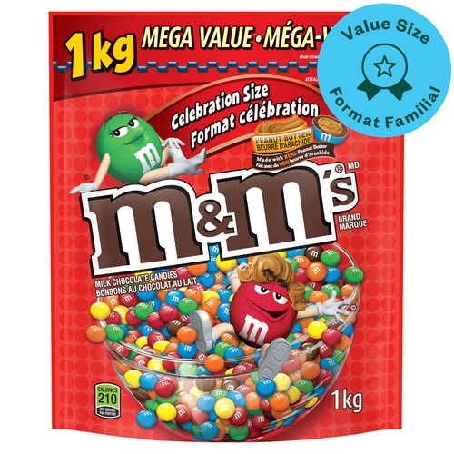 M&M's Milk Chocolate Candy Mega Value Peanut Butter 1 kg 