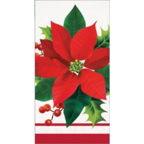 Creative Converting Holiday Poinsettia 3-Ply Guest Napkins 16 Pack