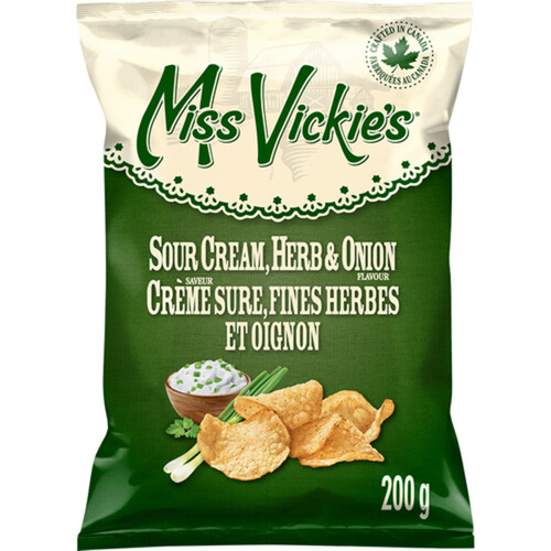 Miss Vickie's Kettle Cooked Potato Chips Sour Cream Herb & Onion 200 g