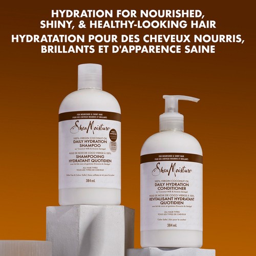 SheaMoisture Daily Hydration Shampoo Clean & Nourish 100% Virgin Coconut Oil 384 ml