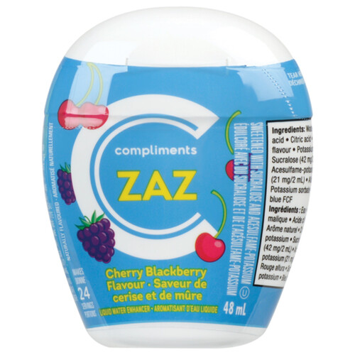 Compliments ZAZ Liquid Water Enhancer Cherry Blackberry 48 ml