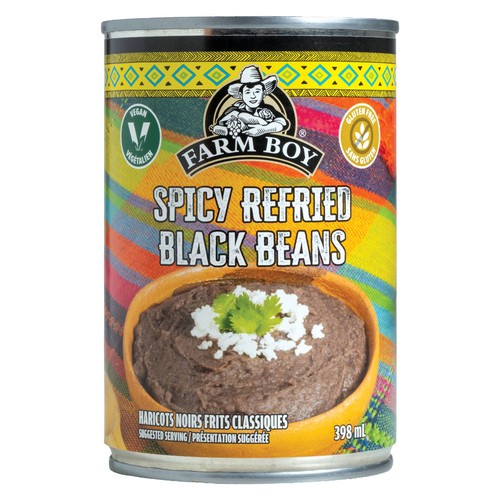 Farm Boy Canned Beans Refried Black Beans Spicy 398 ml