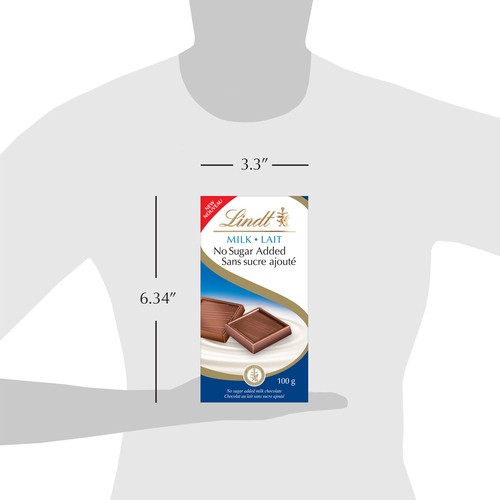 Lindt No Sugar Added Milk Chocolate Bar 100 g