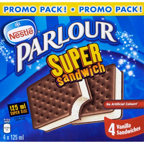 Nestlé Parlour Frozen Dessert Super Sandwich 4 x 125 ml
