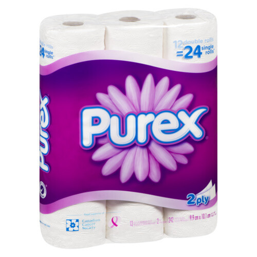 Purex Toilet Paper 2 Ply 12 Double Rolls x 242 Sheets 