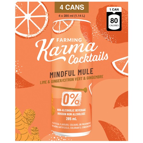 Farming Karma Cocktails Non-Alcoholic Mindful Mule Lime & Ginger 4 x 285 ml