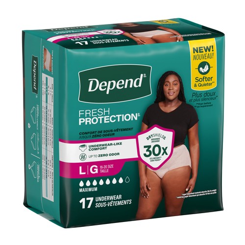 Depend Maximum Absorbency Women's Underwear Peach Large 17 Count
