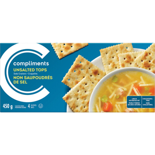 Compliments Soda Crackers Unsalted Top 450 g