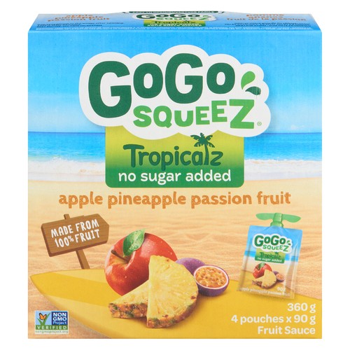 Gogo Squeez Apple Sauce Tropic Apple Pineapple Passion Fruit 4 X 90 g