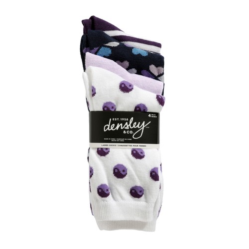 Densley & Co. Ladies Crew Socks Assorted 4 Pairs