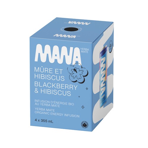 MANA Yerba Mate Drink Blackberry Hibiscus 4 x 355 ml (cans)