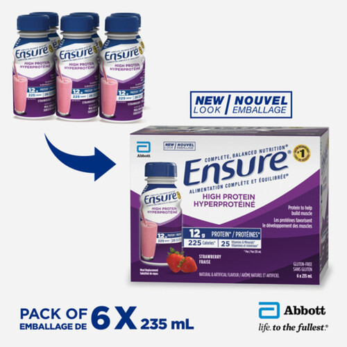Ensure High Protein Meal Replacement Strawberry 6 x 235 ml (bottles)