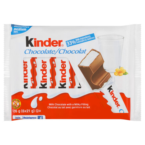 Kinder Milk Chocolate Bar 6 Pack 126 g