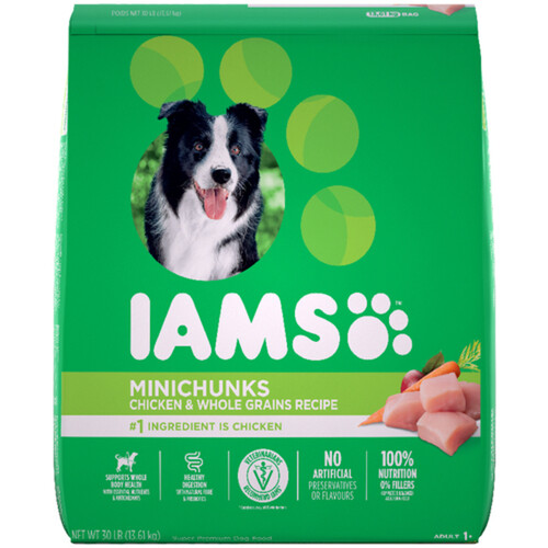 IAMS Adult Minichunks Dry Dog Food Chicken & Whole Grains 13.6 kg