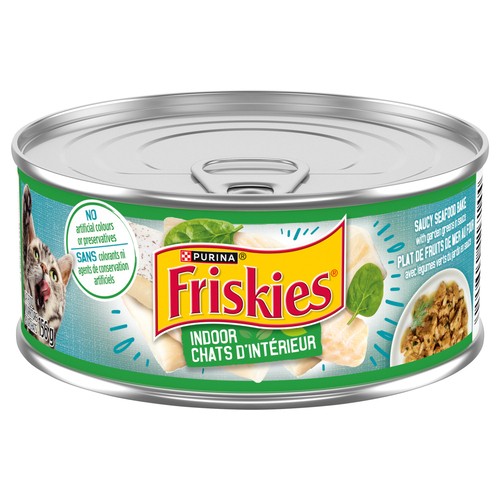 Friskies Indoor in Sauce Wet Cat Food Saucy Seafood Bake with Garden Greens 156 g