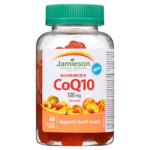 Jamieson Naturals Heart Health Supplement CoQ10 Gummies Juicy Peach 60 Count