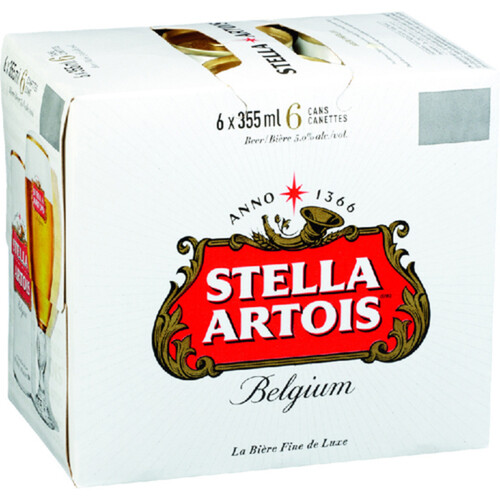 Stella Artois Sleek Beer 5% Alcohol 6 x 355 ml (cans)