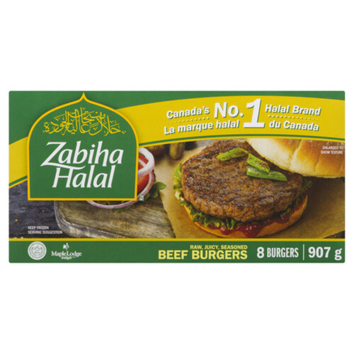 Zabiha Halal Frozen Beef Burgers 907 g