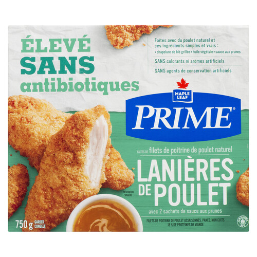 Maple Leaf Prime Frozen Chicken Strips Raised Without Antibiotics 750 g