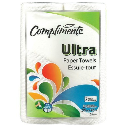 Compliments Ultra Half Paper Towels 63 Sheets 2 Rolls