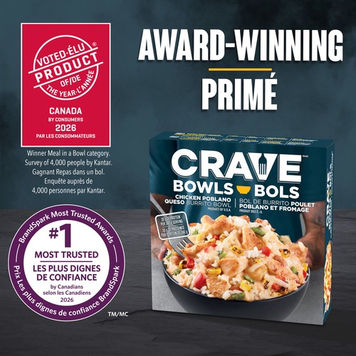 Crave Frozen Burrito Bowl Chicken Poblano Queso 340 g