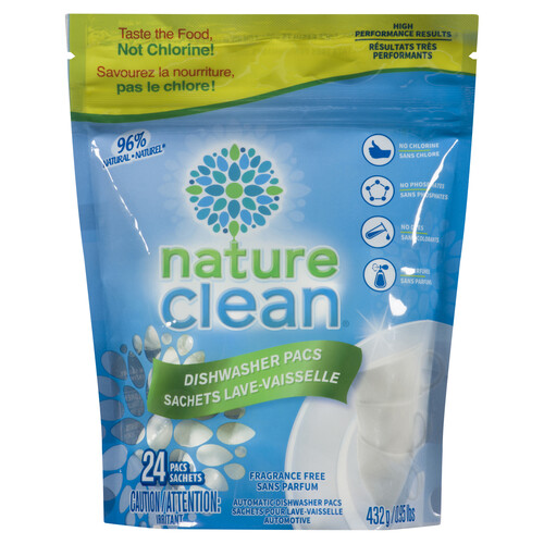Nature Clean Automatic Dishwasher Fragrance Free Pacs 24 x 18 g