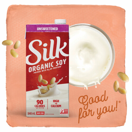 Silk Organic Dairy-Free Soy Beverage Unsweetened Original 946 ml