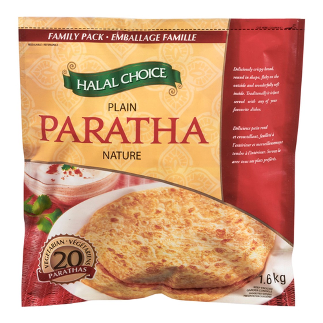 Halal Choice Plain Paratha Family Pack 1.6 kg (frozen) - Voilà Online ...