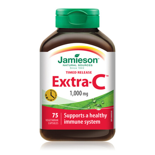 Jamieson Extra Vitamin C 1000 mg Vegetarian Capsules 75 Count