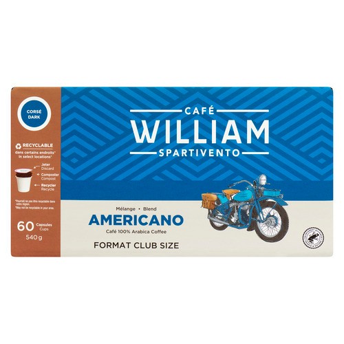 William Spartivento Coffee Pods Dark Americano Blend 60 Cups 540 g