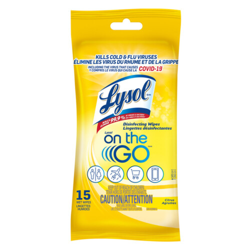 Lysol Disinfecting Wipes On The Go Flatpack Citrus 15 EA