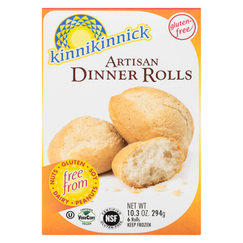 Kinnikinnick Gluten-Free Frozen Artisan Dinner Rolls 6 Pack 294 g