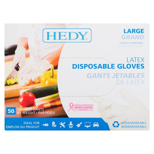 Hedy Large Latex Disposable Gloves 50 Gloves