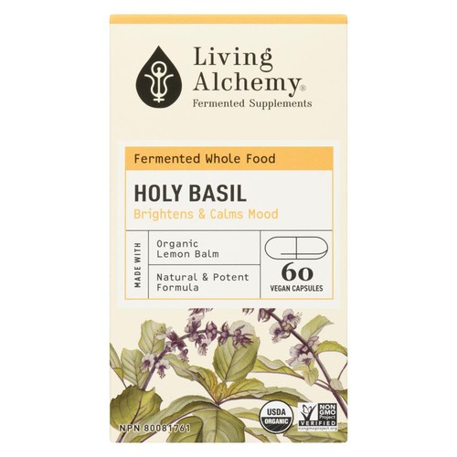 Living Alchemy Organic Fermented Supplements Holy Basil Vegan Capsules 60 Count