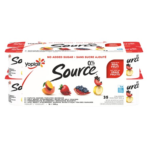 Yoplait Source 0% Yogurt Super Fruit Assorted Flavour 16 x 100 g