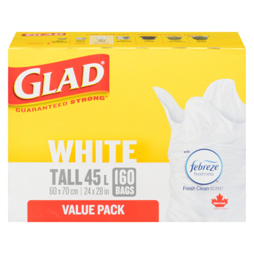 Glad Garbage Bags White Fresh Clean Scent Tall 45 L 160 Bags