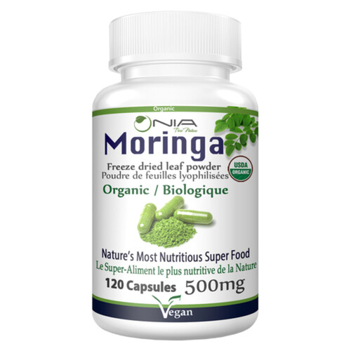 Nia Pure Nature Organic Moringa 500 mg Capsules 120 Count