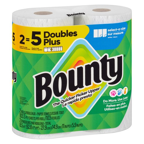 Bounty Paper Towel 2-Ply 2 Double Plus Rolls x 103 Sheets