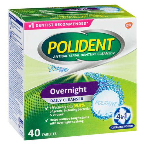 Polident Denture Cleanser Overnight Tablets 40 Count