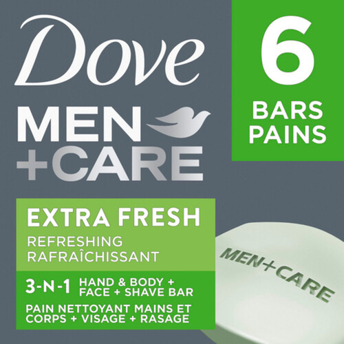 Dove Men+Care Hand & Body Face & Shave Bar Soap Extra Fresh 6 x 106 g