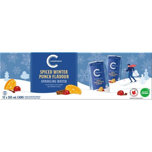 Compliments Sparkling Water Spiced Winter Punch 12 x 355 ml (cans)