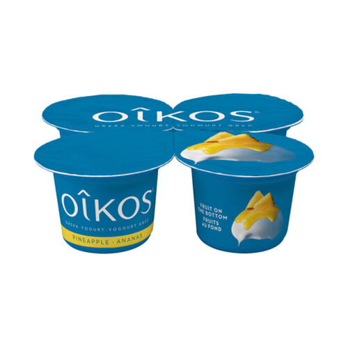 Oikos Greek Yogurt Pineapple Fruit On The Bottom 4 x 100 g