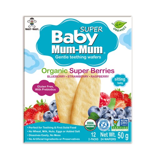 Hot-Kid Baby Mum-Mum Organic Gentle Teething Wafers Super Berries 50 g